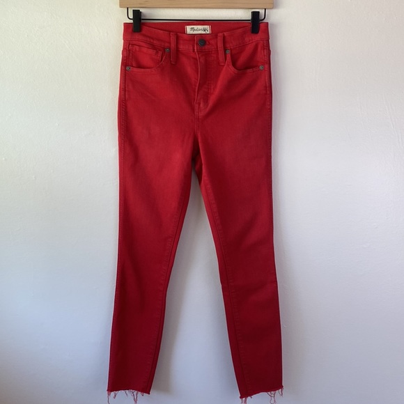 Madewell red 10” high rise skinny jeans size 26 - Picture 6 of 9